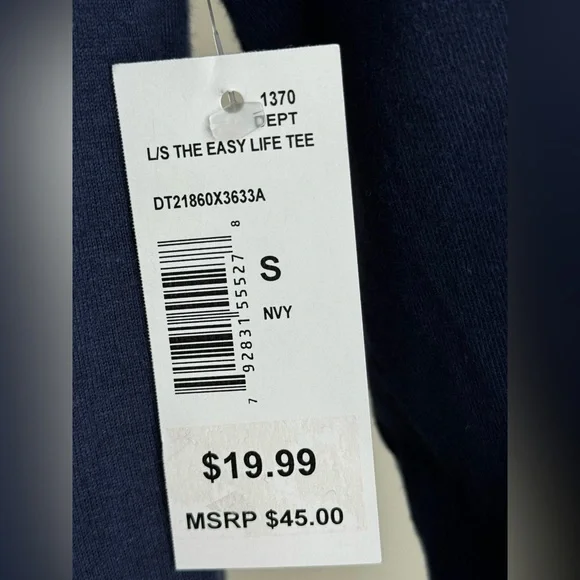 The Easy Life "Easy Does it" Long Sleeve Navy Blue T-shirt, Men's Size Small - Picture 10 of 11